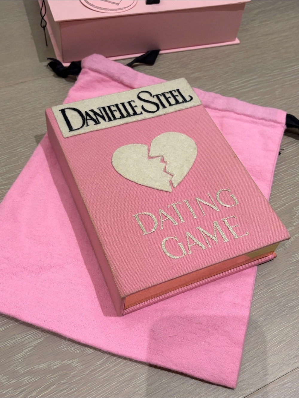 Olympia Le-Tan Danielle Steel Pink 'Dating Game' Book Clutch with heart - Picture 7 of 7